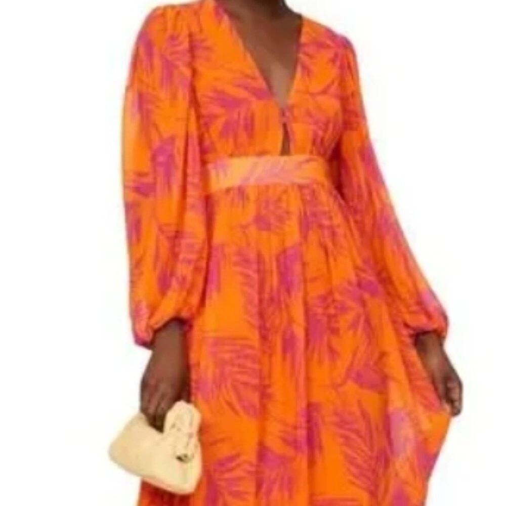 Toccin X RTR Georgette Palm Print Maxi Dress Size 6